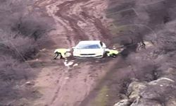Afyonkarahisar'da otomobil yola saplandı