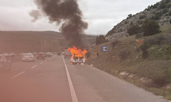 Eskişehir-Bursa karayolunda bir araç alev topuna döndü