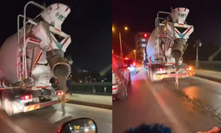 Eskişehir'de mikser yola beton saçarak ilerledi