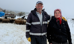 41 yıllık evli çift omuz omuza 100 küçükbaş hayvana bakıyor