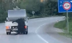 Bolu'da kurbanlık hayvanı böyle sürükledi!