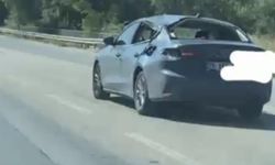Hasarlı araç trafikte dikkat çekti