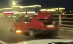Eskişehir’de otomobil köprünün üzerinde alev aldı