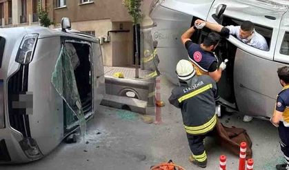 Eskişehir'de devrilen araçtan böyle çıktılar (Video haber)