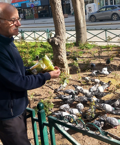 Eskişehir'de her gün onlarca güvercinin karnını doyuruyor