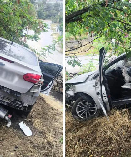 Eskişehir yolunda korkutan kaza: Otomobil şarampole uçtu