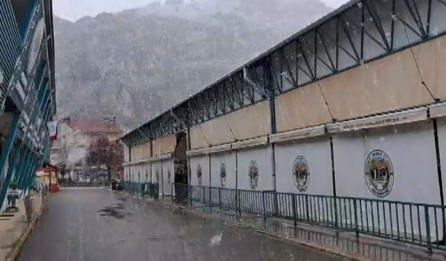 İnönü'de vatandaşlar güne kar yağışıyla başladı