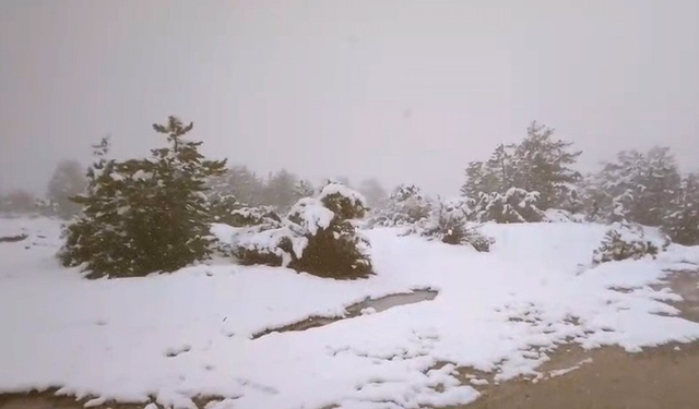 Sarıcakaya ilçesi beyaza büründü