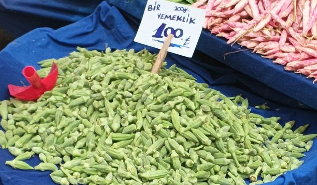 500 liralık bamya kiloyla değil bir yemeklik satılıyor