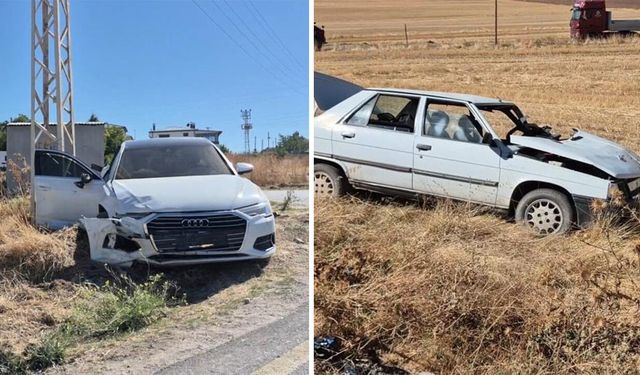 Eskişehir’de kazanın şiddeti korkuttu: Bir araç direğe, diğeri tarlaya savruldu