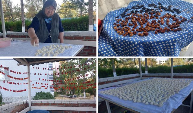 Eskişehir’de kış hazırlığı başladı: Tarhana, turşu ve makarnasını kendi yapıyor