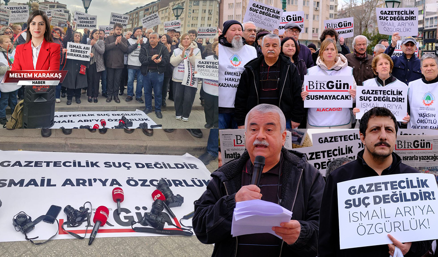 Eskişehirli gazeteciler İsmail Arı için fotoğraf makinelerini bıraktı