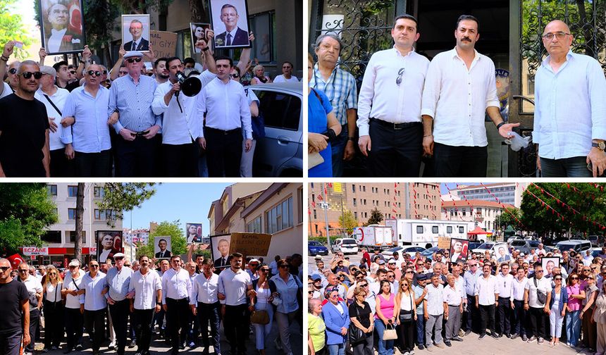 Eskişehir’de CHP’lilerden İl Seçim Kurulu’na yürüyüş: Partinin anahtarını kapıya bağladılar