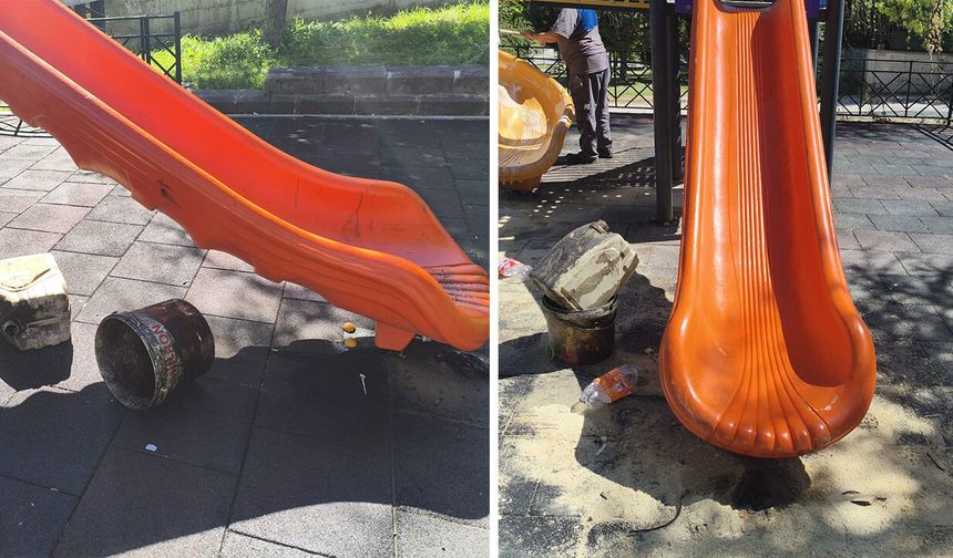 Vandallar, Emek Mahallesi’ndeki çocuk parkına zarar verdi