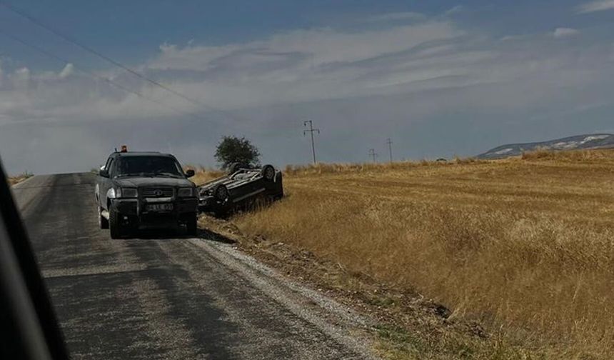 Eskişehir Sivrihisar’da direksiyon hakimiyetini kaybetti, otomobil takla attı!
