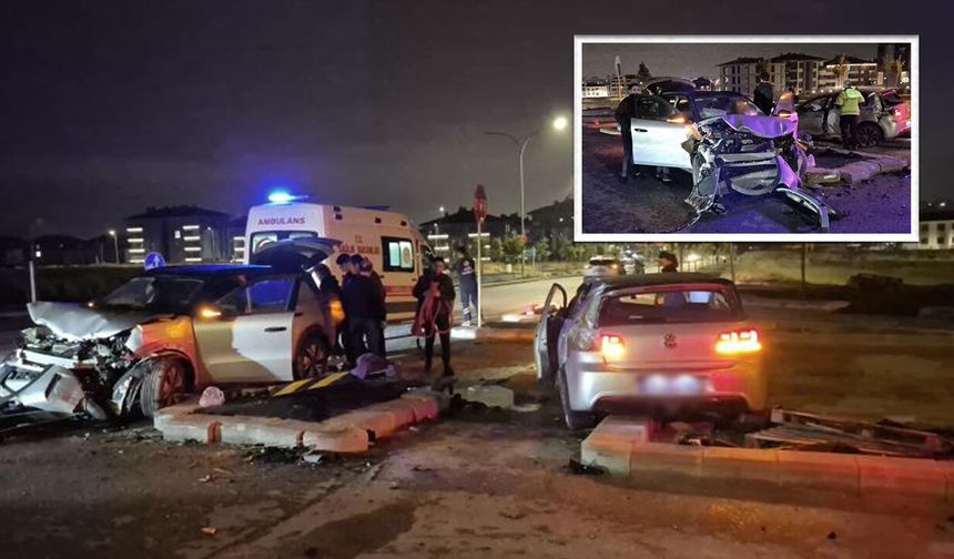 Eskişehir’de gece yarısı korkutan kaza! 2 araç hurdaya döndü