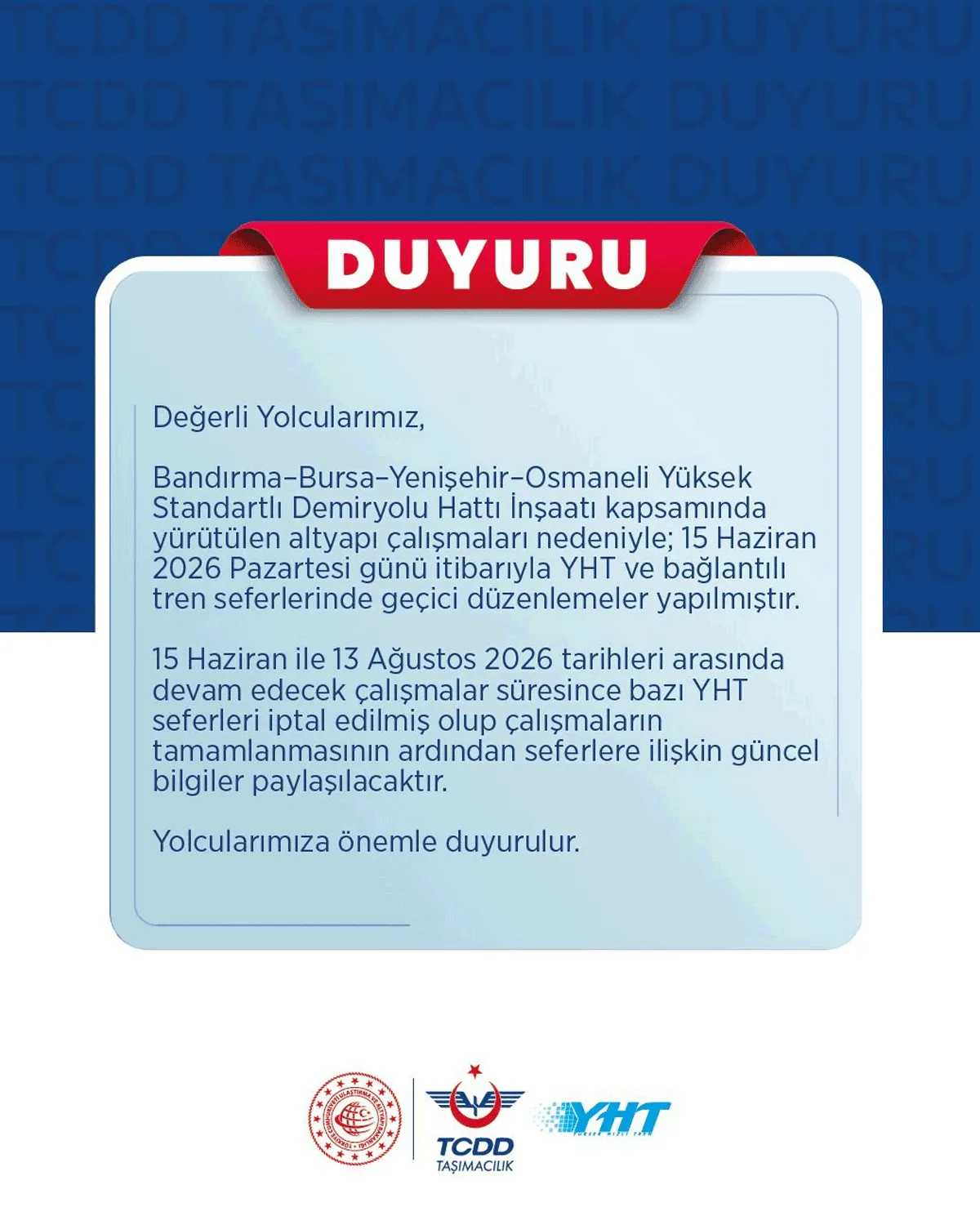 Hızlı Tren Duyuru