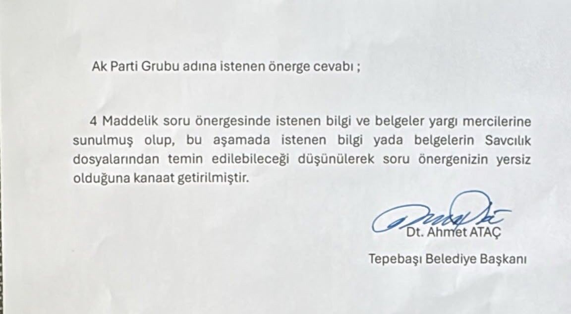 Tepebaşı Belediyesi Ak Parti Soru
