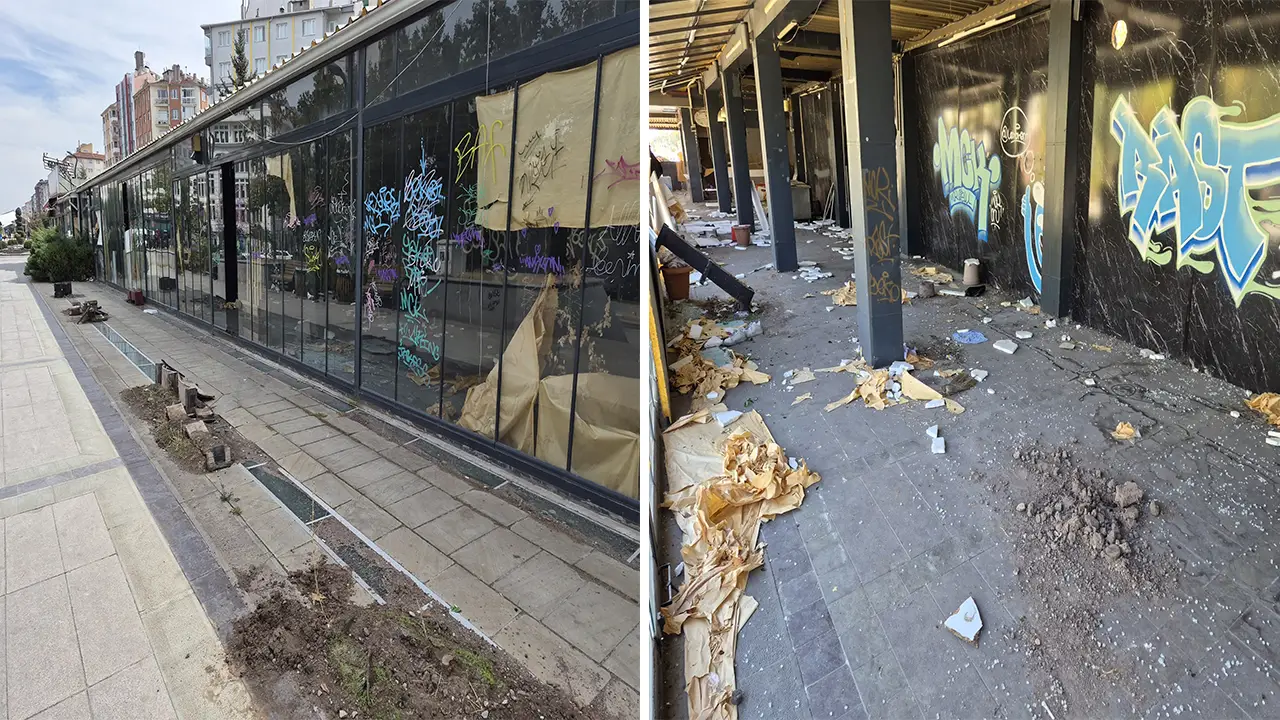 Eskişehir’in Hareketli Bulvarında Kullanılmayan Dükkana Zarar Verdiler2