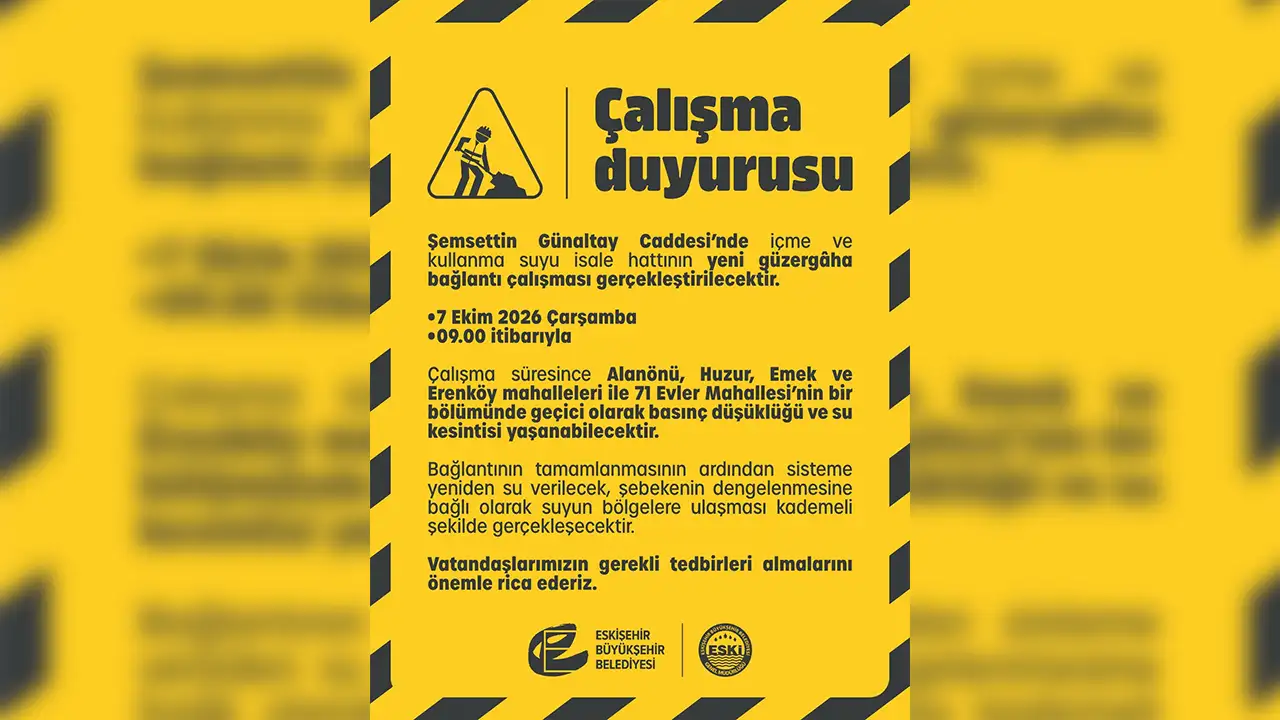 Eskişehir’de Su Kesintisi Uyarısı 5 Mahalle Etkilenecek Istikbalgazetesi-1