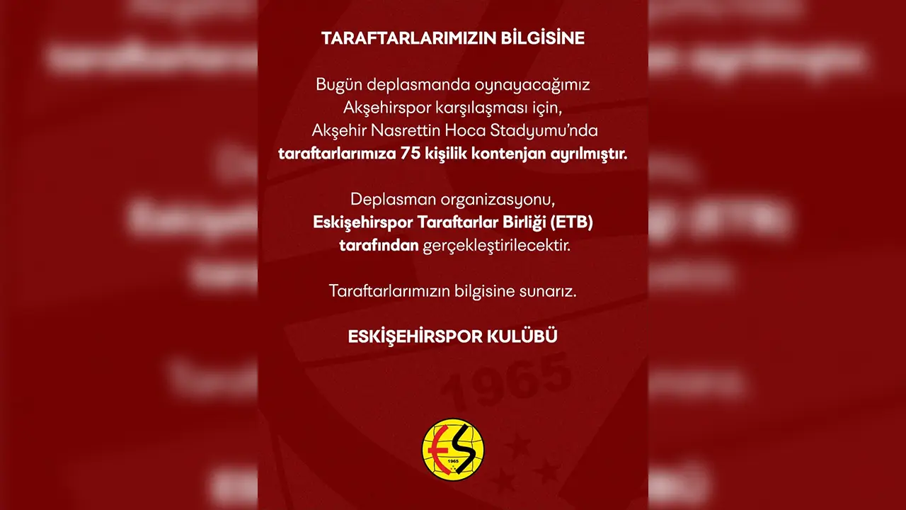 Eskişehirspor’dan Taraftara Duyuru Deplasmanda 75 Kişilik Kontenjan Istikbalgazetesi