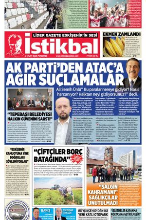 İstikbal Gazetesi 2 Nisan 2026 Manşeti