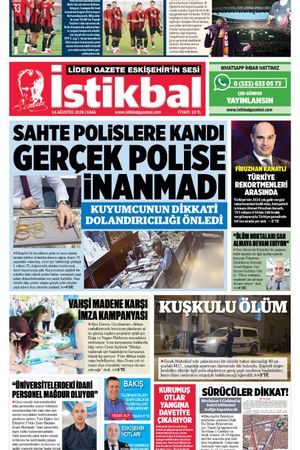 İstikbal Gazetesi 14 Ağustos 2026 Manşeti