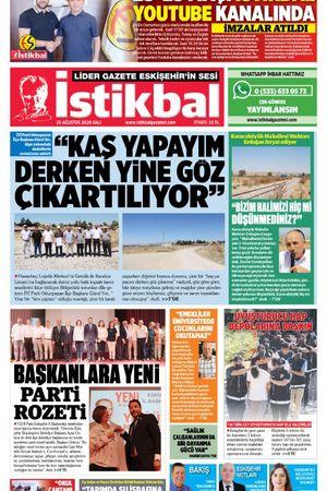 İstikbal Gazetesi 25 Ağustos 2026 Manşeti