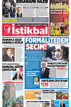 İstikbal Gazetesi 14 Eylül 2026 Manşeti