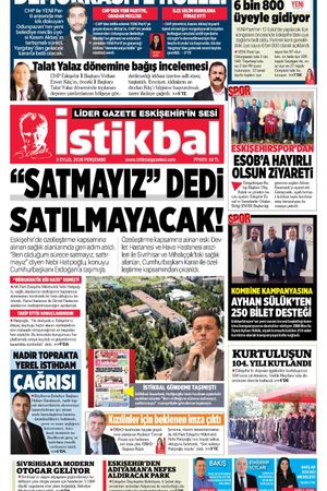 İstikbal Gazetesi 3 Eylül 2026 Manşeti